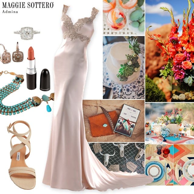 Maggie Sottero wedding dress styled for a desert wedding.