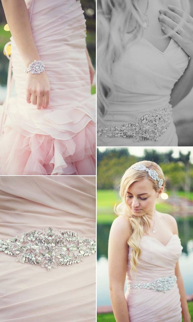 Real Maggie Bride, Jasmine, wearing a blush wedding dress by Maggie Sottero.