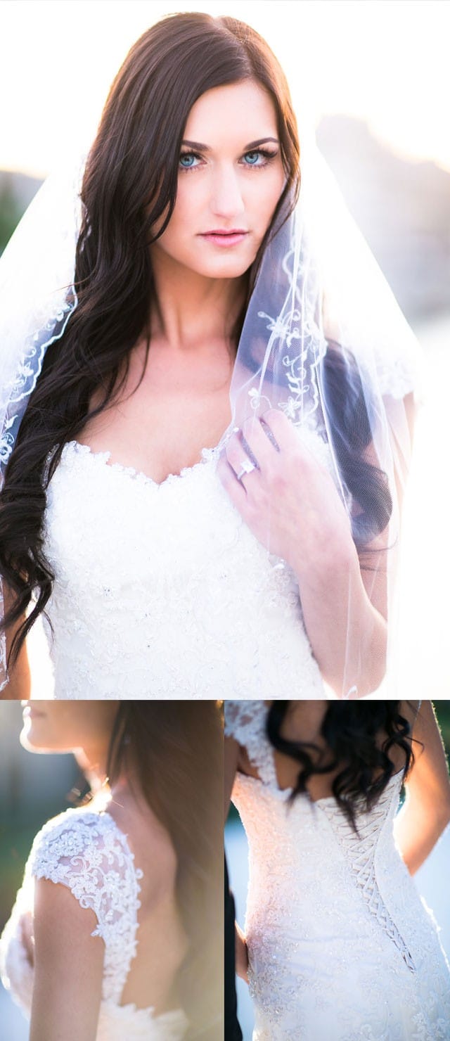 Maggie Bride, Rachel, wearing our Emma wedding dress.