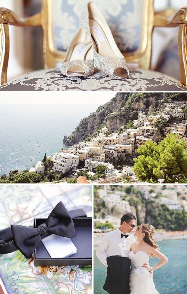 Gorgeous Amalfi Coast wedding, featuring dress by Maggie Sottero.
