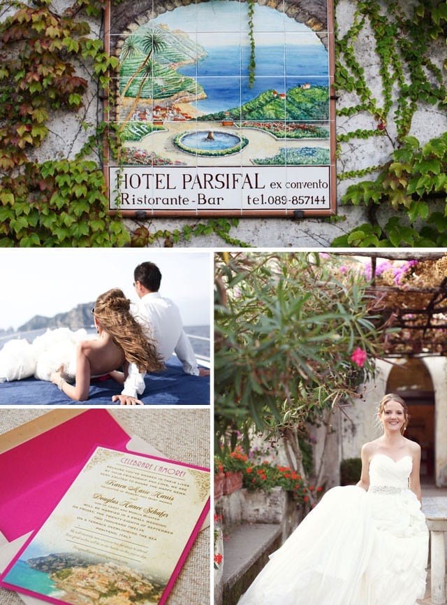 Real bride, Karen, wearing Antonia, a sating wedding dress by Maggie Sottero.