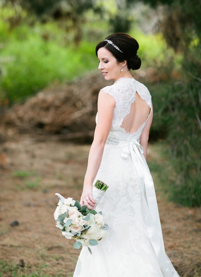 Maggie Bride, Jenny, wearing Bronwyn to her rustic vintage wedding.