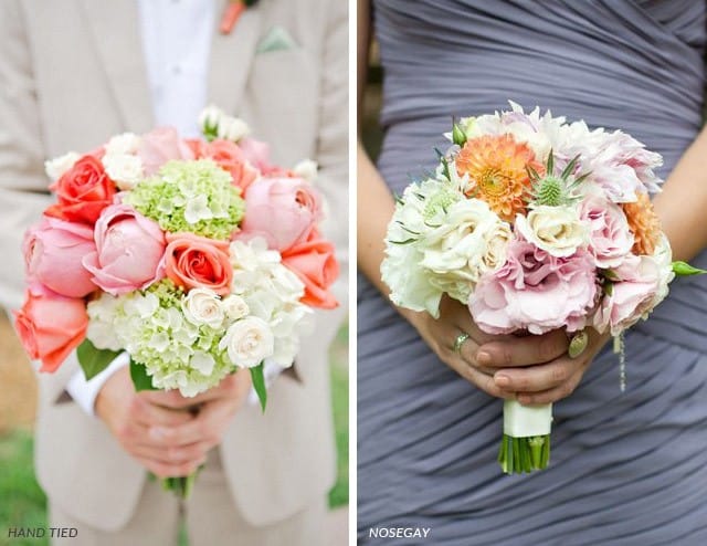 Maggie Brides with Hand tied bouquets and Nosegay bouquets