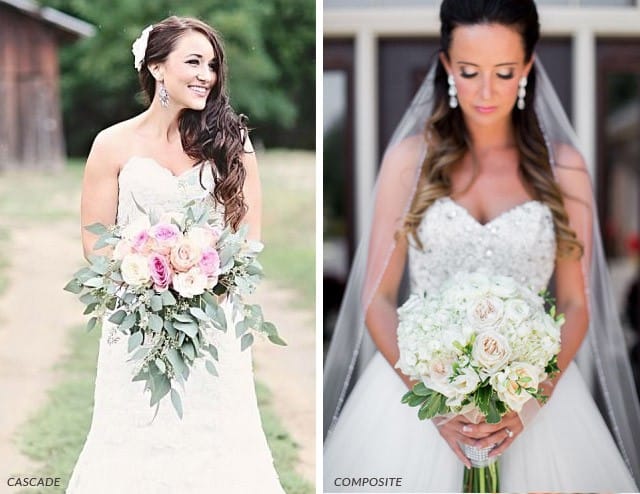 Maggie Brides with Cascade bouquets and Composite bouquets