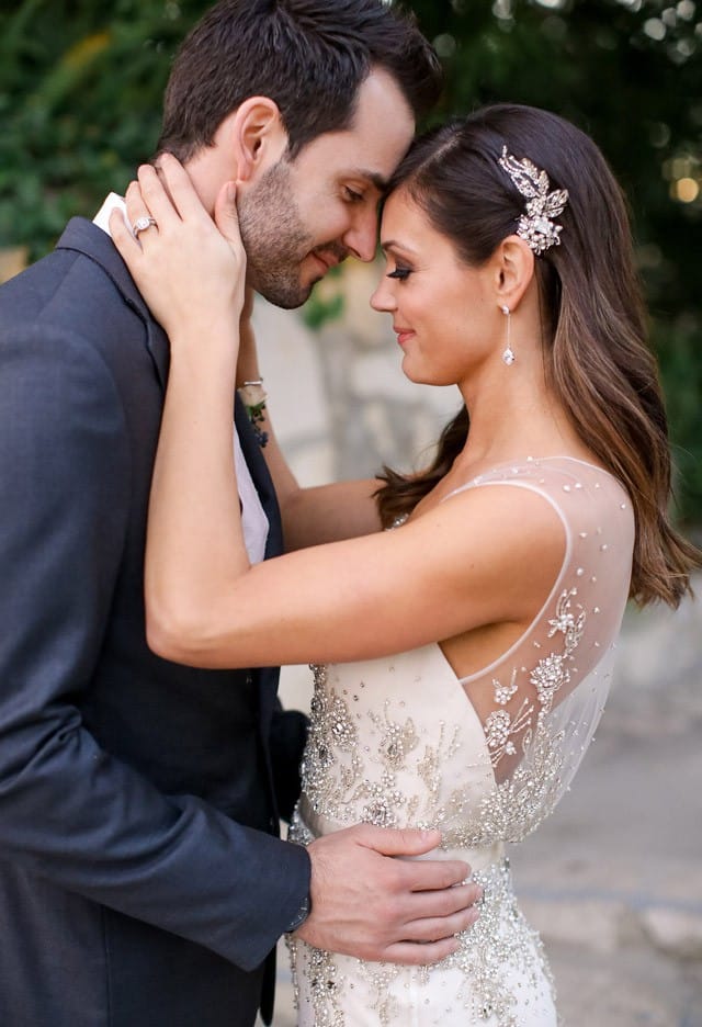 Maggie Bride, Desiree Hartsock, wearing Swarovski crystal reception dress Zarina by Maggie Sottero