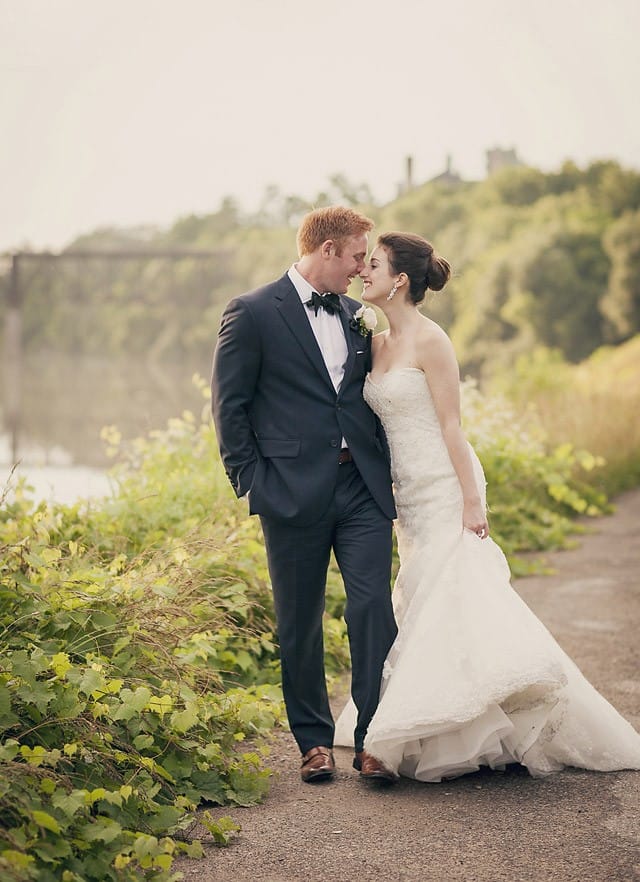 An elegant rustic wedding featuring a lovely lace wedding dress by Maggie Sottero.