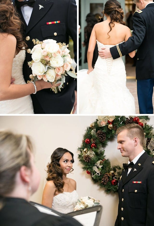 Maggie Bride, Yvonne, wearing lace fit and flare wedding dress