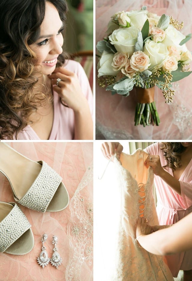 Maggie Bride, Yvonne, wearing lace fit and flare wedding dress