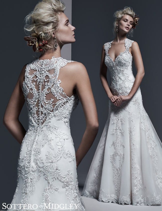 bold lace wedding dress